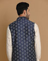 Manyavar Men Denim Blue Printed Jacket