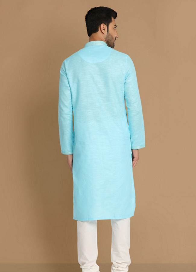 Manyavar Men Sublime Blue Kurta Set