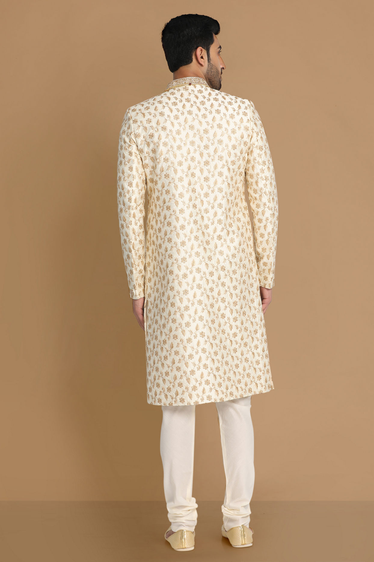 Manyavar Men Classic Cream Sherwani Suit