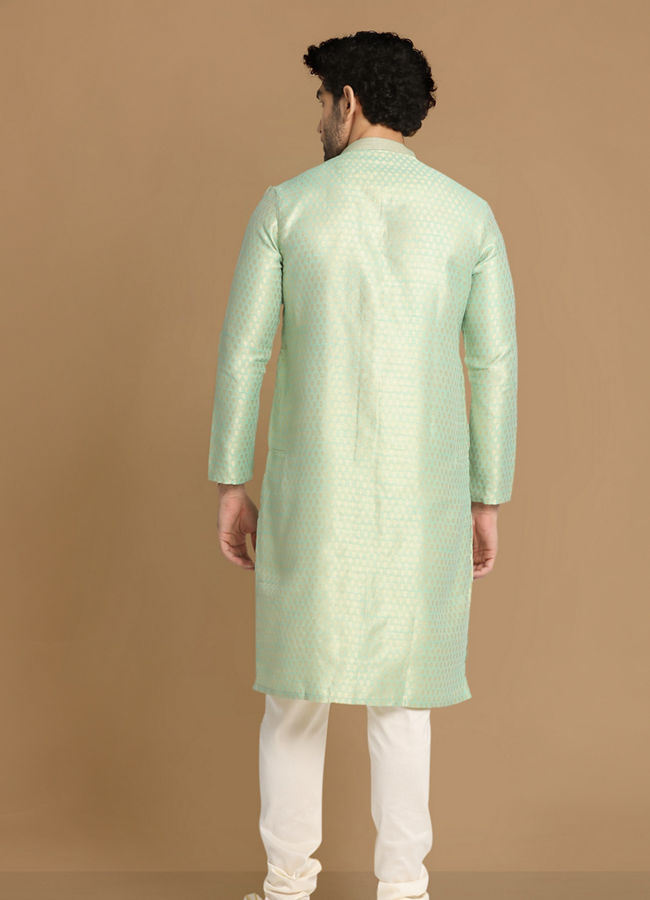 Manyavar Men Subtle Light Green Kurta Pajama