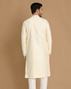 Manyavar Men Sea Shell White Self Motif Kurta Pajama