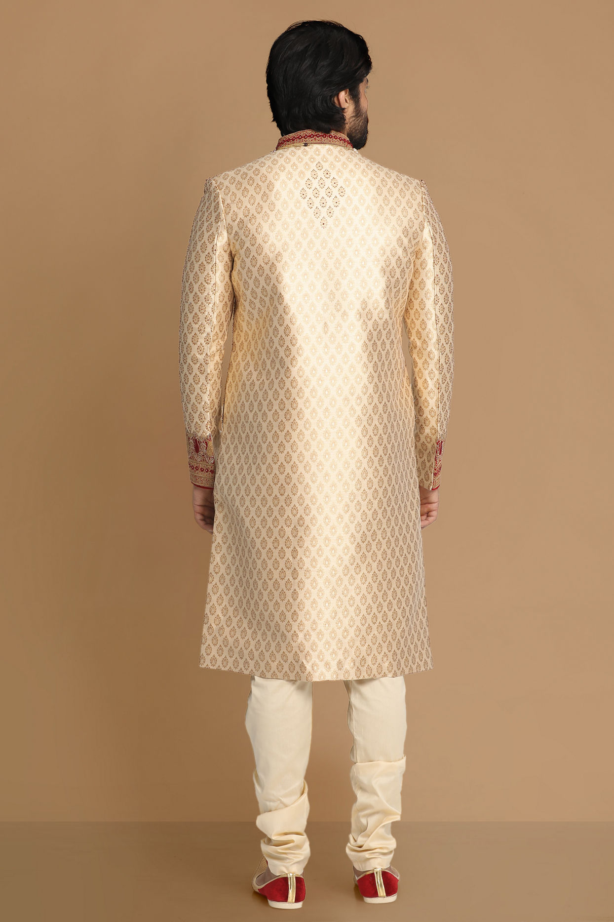 Manyavar Men Graceful Beige Sherwani Set
