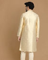 Manyavar Men Beige Jacquard Kurta Set image number 3