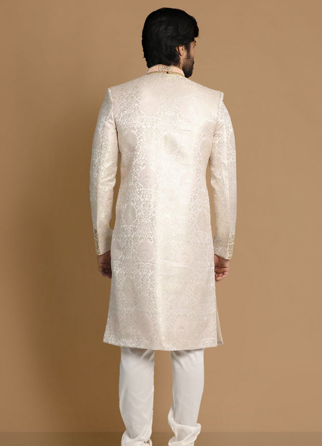 alt message - Manyavar Men Subtle Pink Wedding Sherwani image number 2