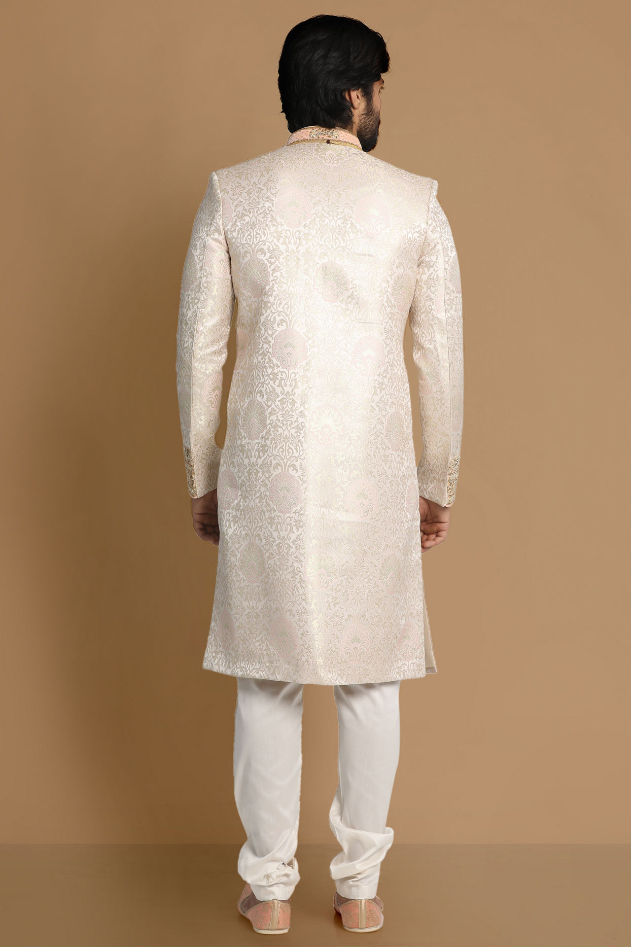 alt message - Manyavar Men Subtle Pink Wedding Sherwani image number 2