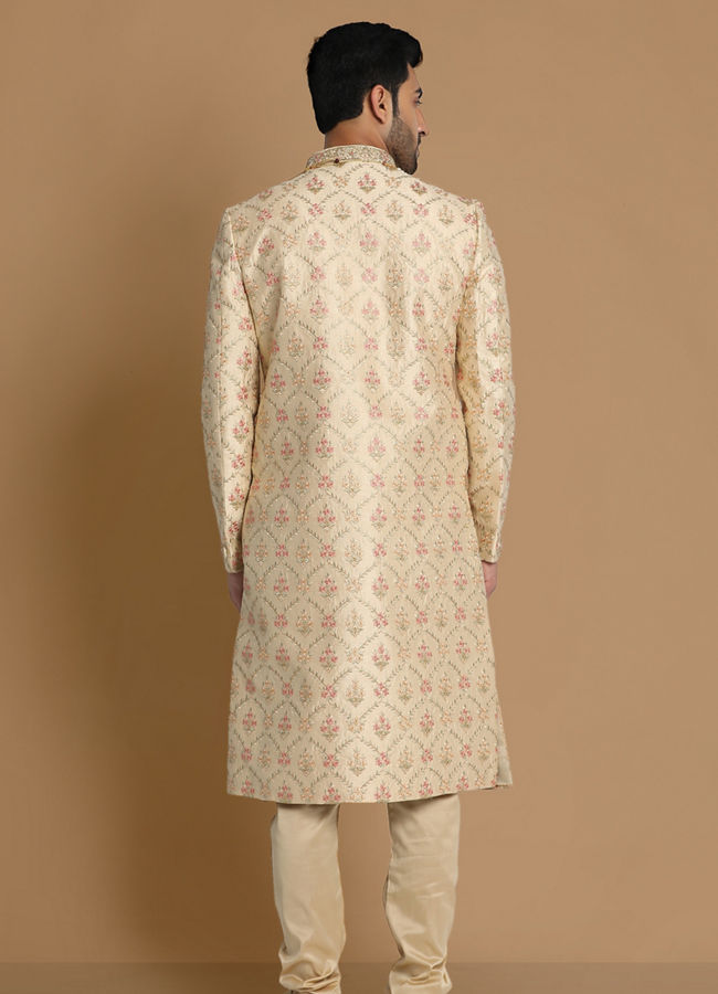 Manyavar Men Resplendent Beige Sherwani