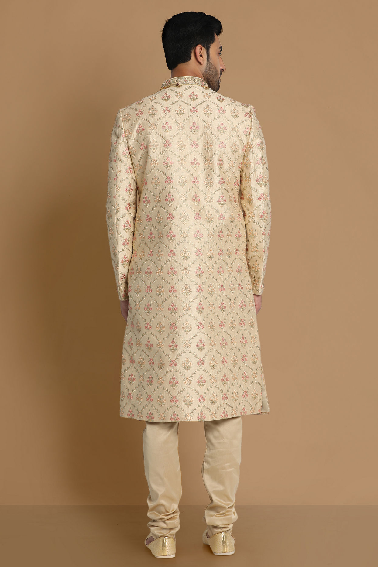 Manyavar Men Resplendent Beige Sherwani