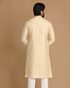Manyavar Men Beige Self Design Kurta Pajama
