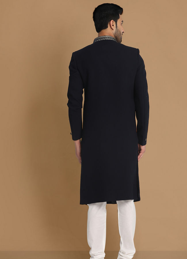 Manyavar Men Enchanting Blue Sherwani Suit