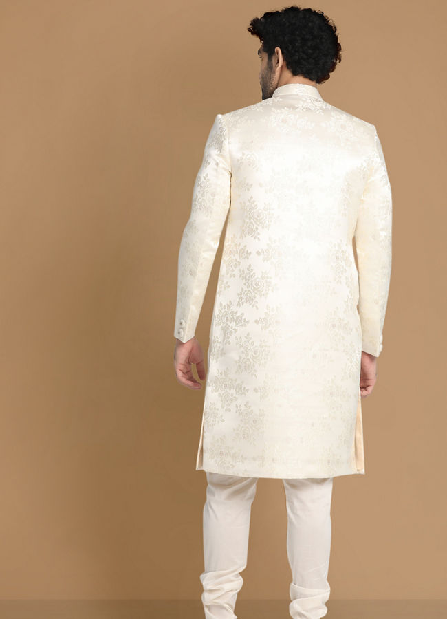 alt message - Manyavar Men Enchanting Cream Sherwani image number 3