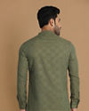 alt message - Manyavar Men Textured Green Kurta image number 1