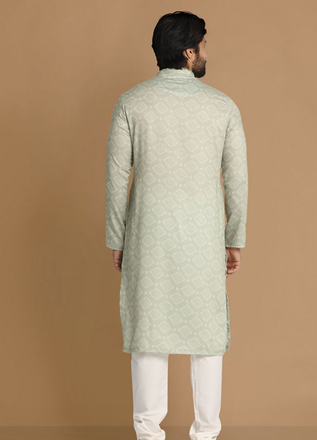 Manyavar Men Subtle Green Kurta Pajama