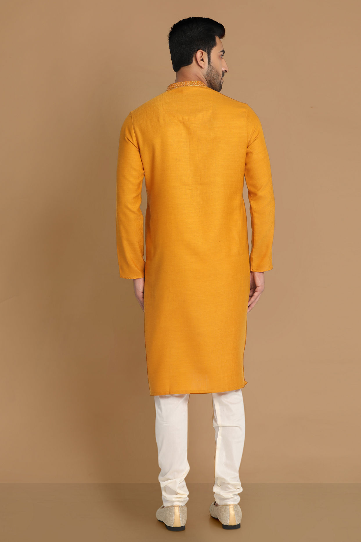 Manyavar Men Subtle Light Orange Kurta Pajama