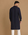 alt message - Manyavar Men Navy Blue Side Open Kurta Pajama image number 2