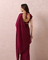 alt message - Mohey Women Wine Satin Saree With Stone Embellishment image number 2