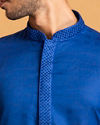Manyavar Men Indigo Blue Self Chequered Kurta