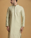 alt message - Manyavar Men Pastel Green Self Design Kurta Set image number 0