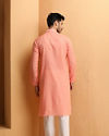 Manyavar Men Rose Pink Self Motif Kurta Set