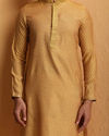Manyavar Men Mustard Self Design Kurta Set