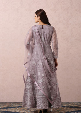 Purple Embellished Gown With Dupatta image number 3