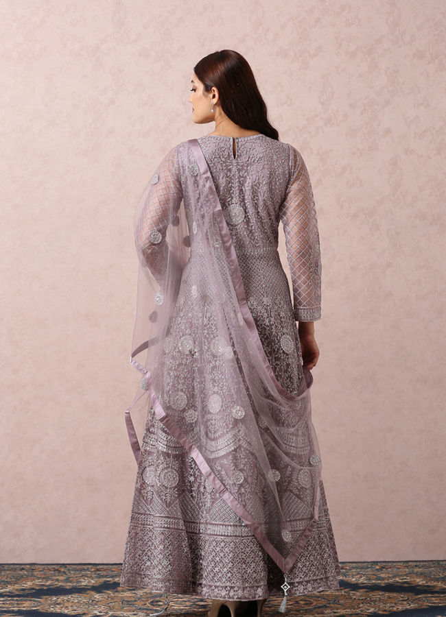 Purple Embellished Gown With Dupatta image number 3