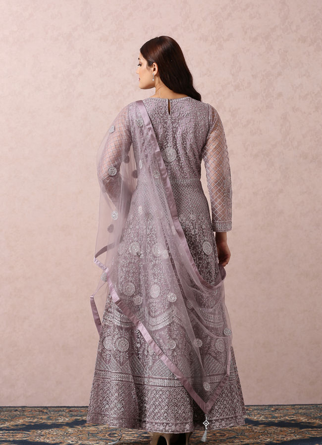 Mohey Women Purple Embellished Gown With Dupatta