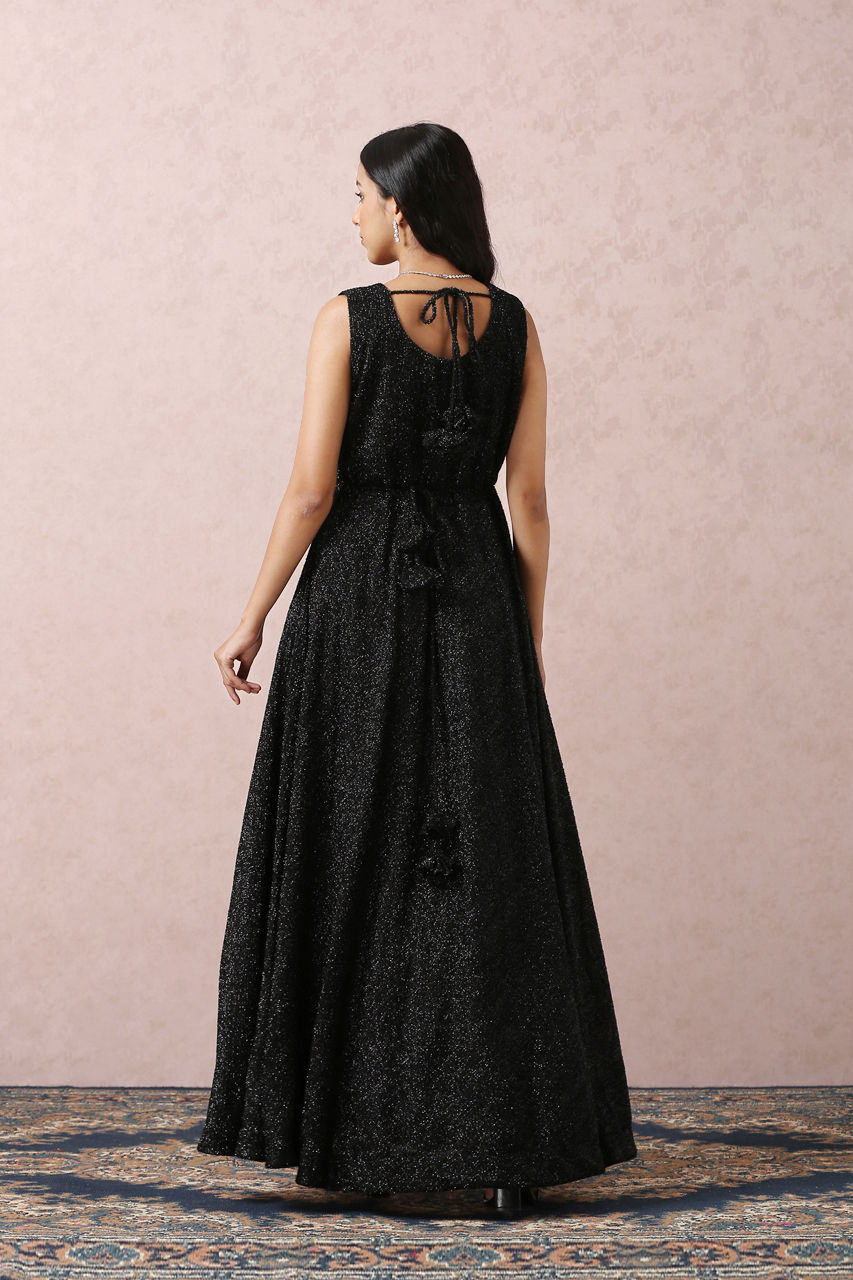 Mohey Women Black Stardust Gown With Belt