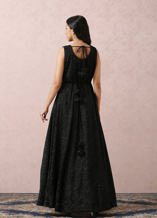 Mohey Women Black Stardust Gown With Belt