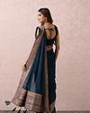 Teal Blue Saree With Multicoloured Border image number 2