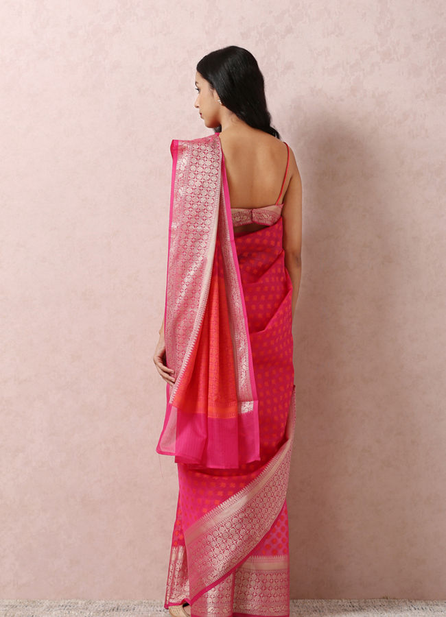 Mohey Women Rani Pink Chanderi Saree
