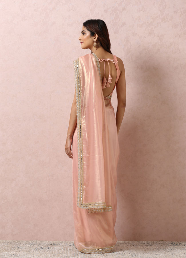 Mohey Women Light Pink Organza Saree