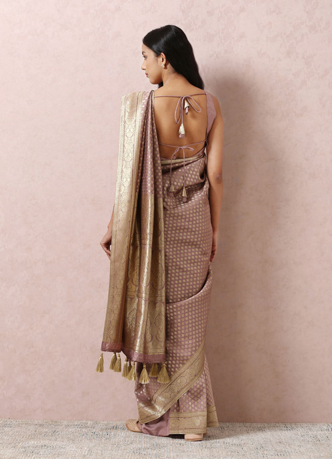 Mohey Women Purple Art Silk Saree With Golden Motifs