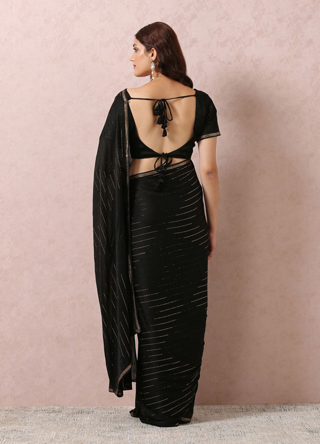 alt message - Mohey Women Black Chiffon Cocktail Saree image number 2