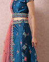 Mohey Women Teal Blue Embroidered Lehenga