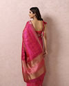 alt message - Mohey Women Rani Pink Saree With Golden Border image number 2