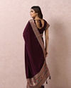 Wine Satin Saree With Multicoloured Border image number 2