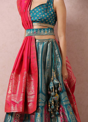 Rama Green Printed Lehenga image number 4