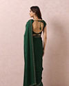 Mohey Women Bottle Green Satin Saree With Stone Embellishment