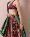 Mohey Women Wine Zari Weaved Benarasi Lehenga