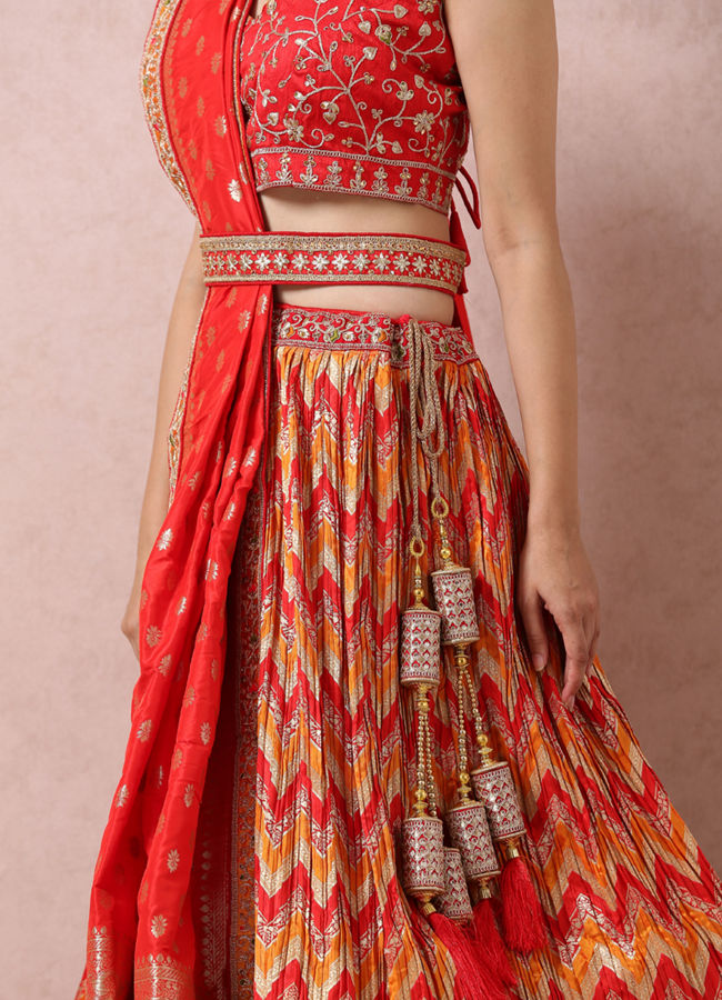 Mohey Women Mustard Yellow Benarasi Lehenga With Border