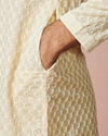 Manyavar Men Biscuit Chikankari Cotton Kurta