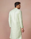 Mint Green Golden Motif Kurta Pajama image number 4