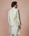 Manyavar Men Grey Kurta Jacket Set With Self Design