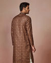 alt message - Manyavar Men Dark Brown Printed Kurta image number 4