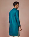 alt message - Manyavar Men Dark Green Side Open Kurta image number 3