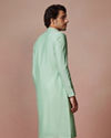 Manyavar Men Plain Green Kurta With Embroidered Collar