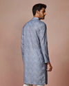 alt message - Manyavar Men Grey Bandhani Print Kurta image number 3