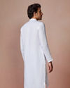 alt message - Manyavar Men White Self Striped Kurta image number 4