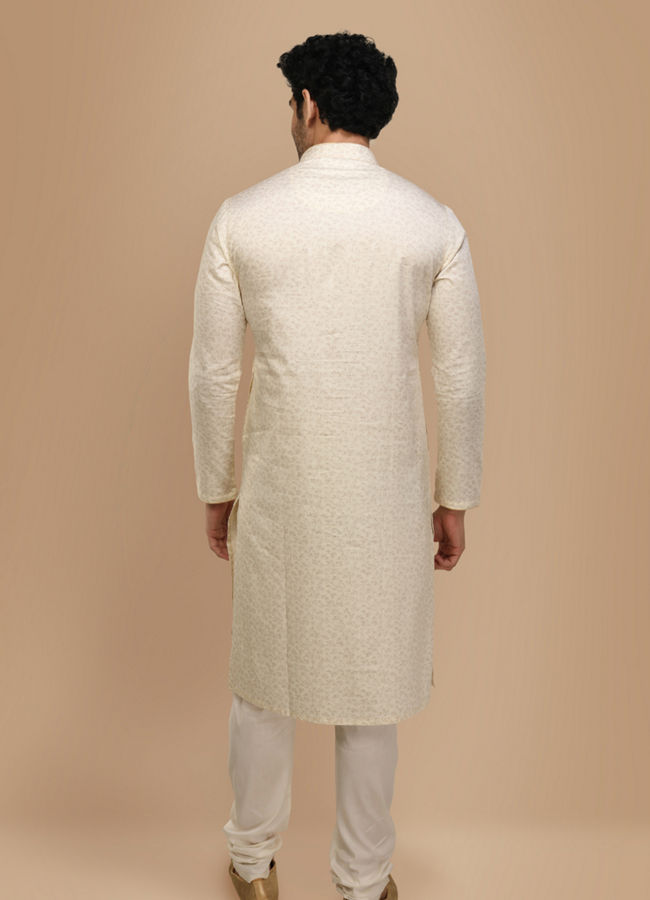 alt message - Manyavar Men Elegant Cream Kurta Set image number 2