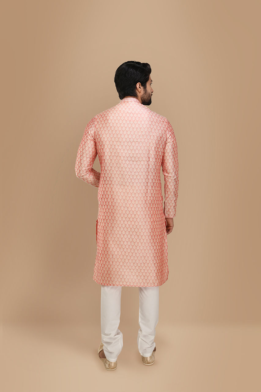 Manyavar Men Modish Light Pink Kurta Set